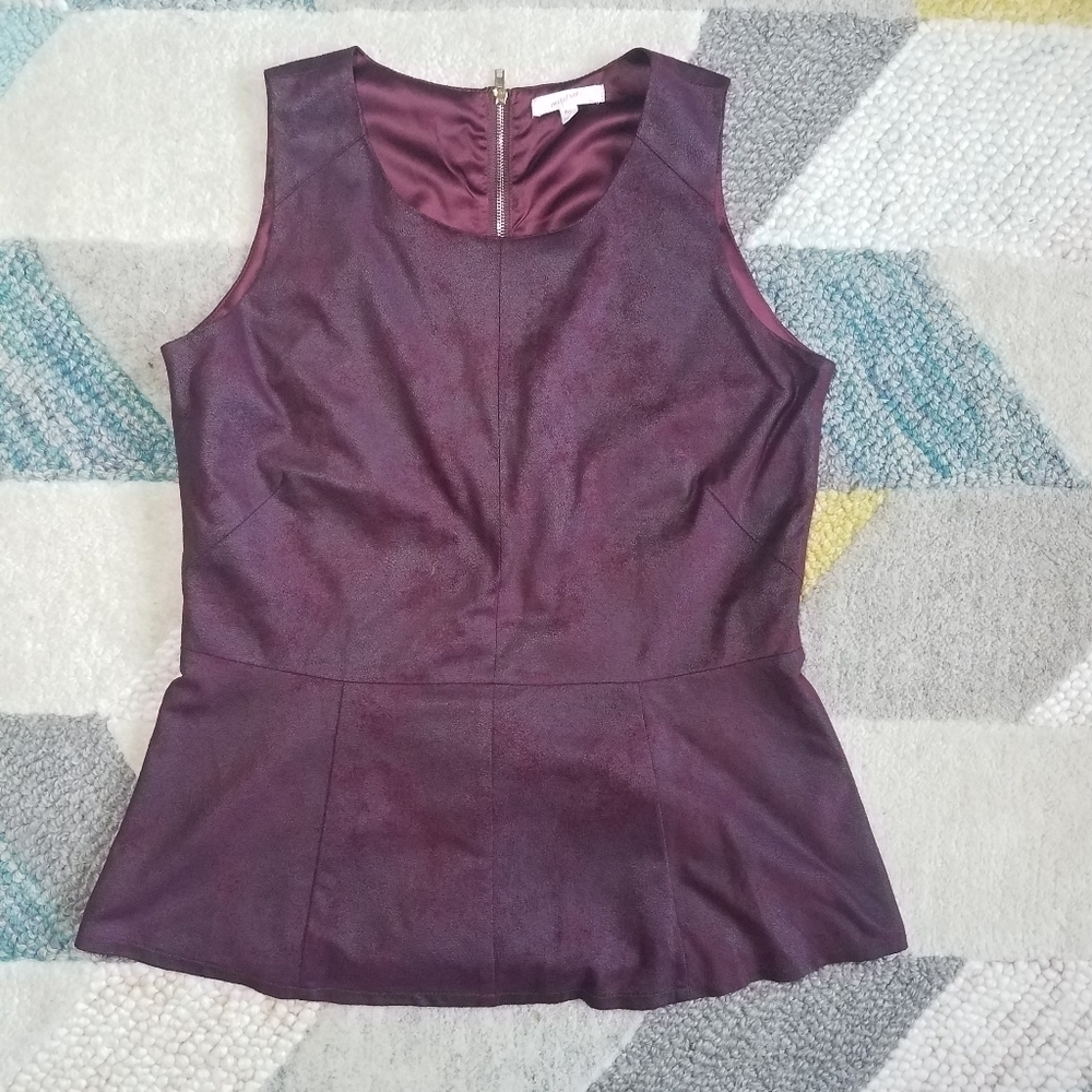 Mystree Wine Maroon Peplum Sleeveless Top MEDIUM